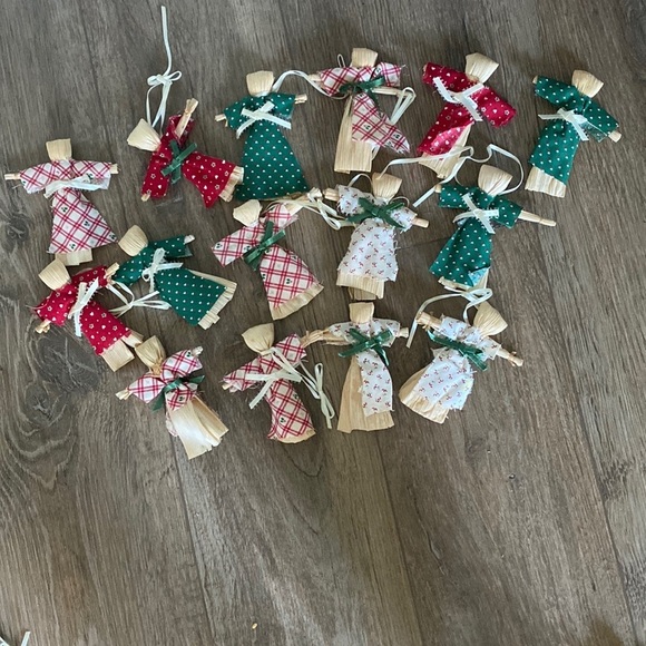 15 Vintage Handmade corn husk doll ornaments. Primative Christmas rustic cottage - Picture 2 of 6